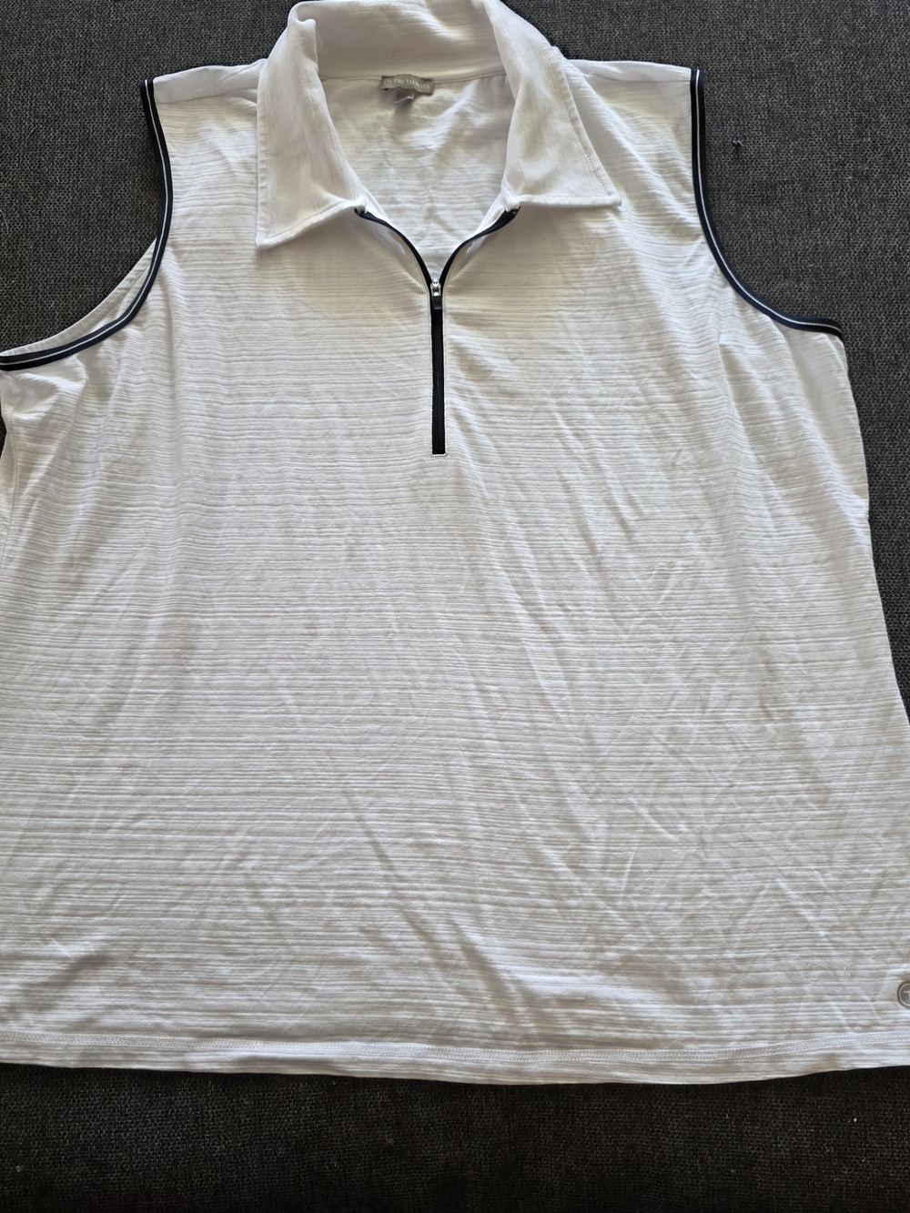 Talbots White Sleeveless Polo Tank with Black Trim